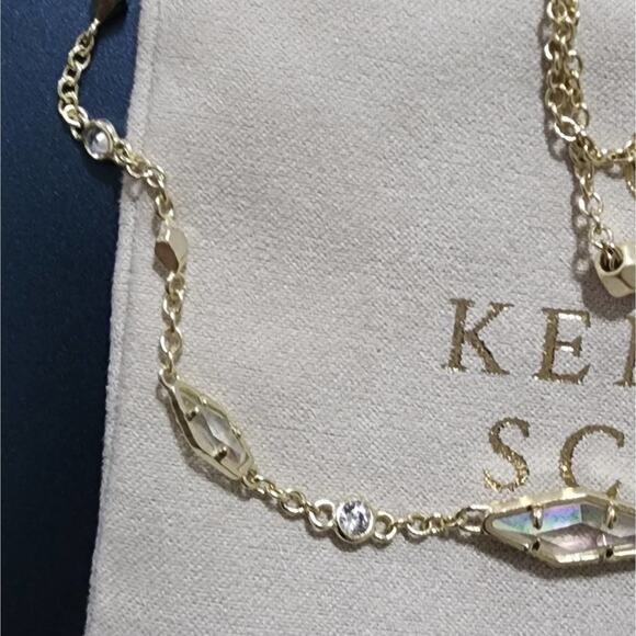 Kendra Scott Gold Debra Choker Adjustable Necklace iridescent stones - Picture 7 of 11